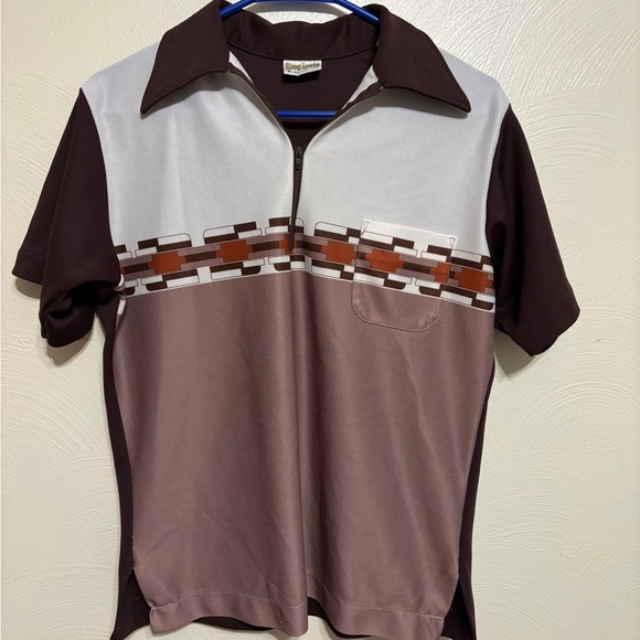 Vintage Style Brown and White Men's Shirt - Picture 1 of 9
